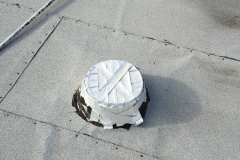 Foil tape "sealing" a disconnected HVAC air distribution duct