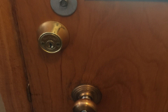 Keyed locks on the inside of doors present a safety hazard during a fire. This side of the home had bars on the windows and three such doors, all were locked and the keys could not be located.